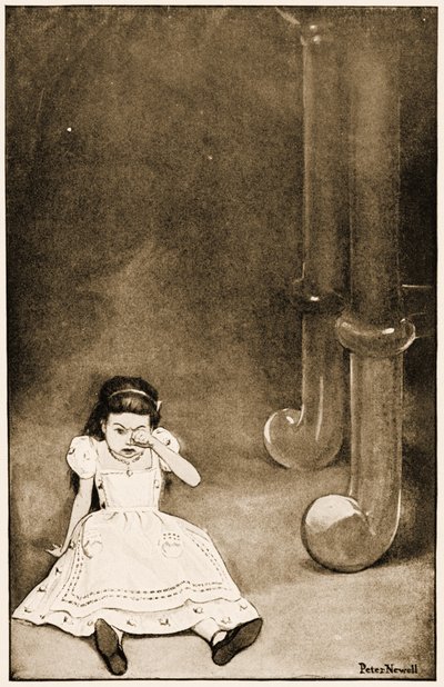 The poor little thing sat down and cried, illustration for Lewis Carroll